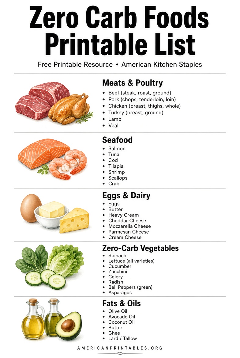 Zero Carb Foods Printable List Free PDF Guide (1)