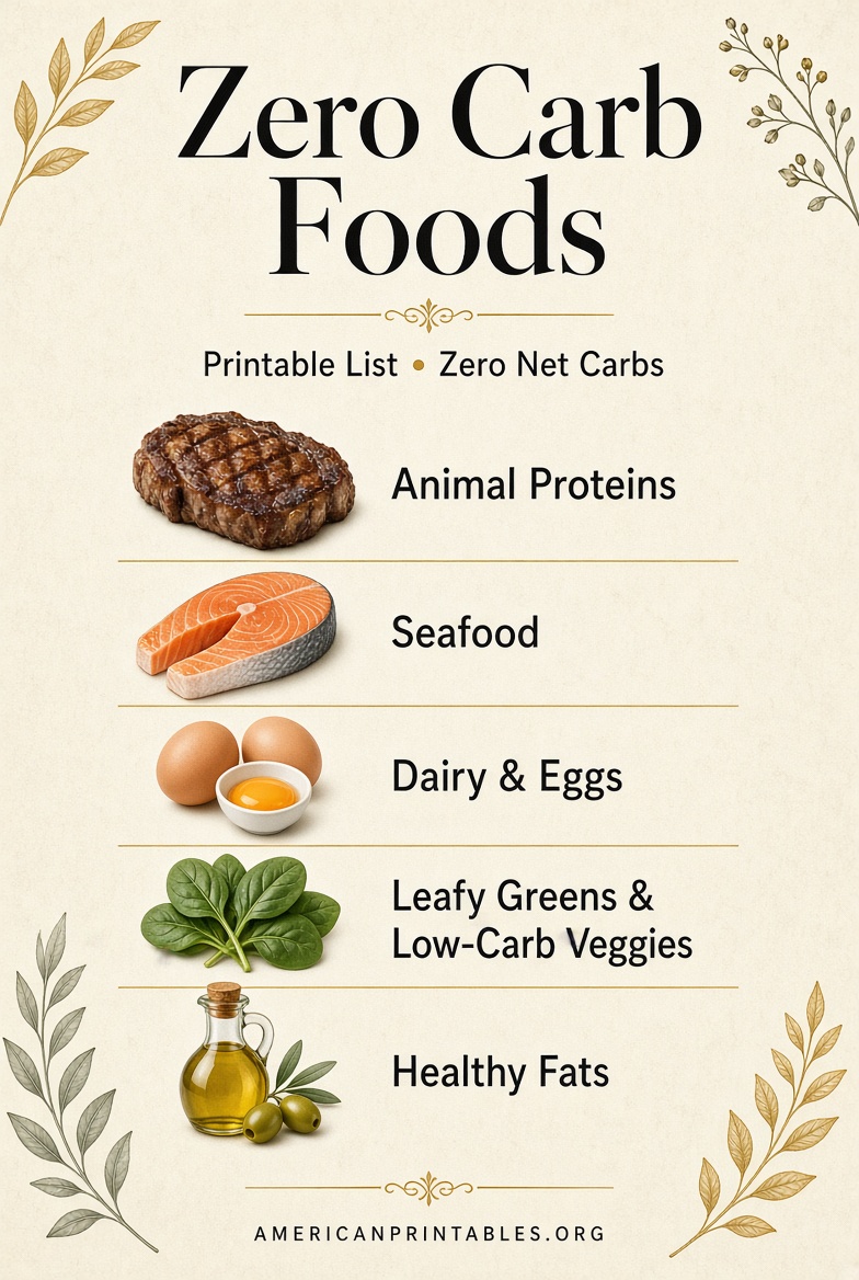 Zero Carb Foods Printable List Free PDF Guide (3)