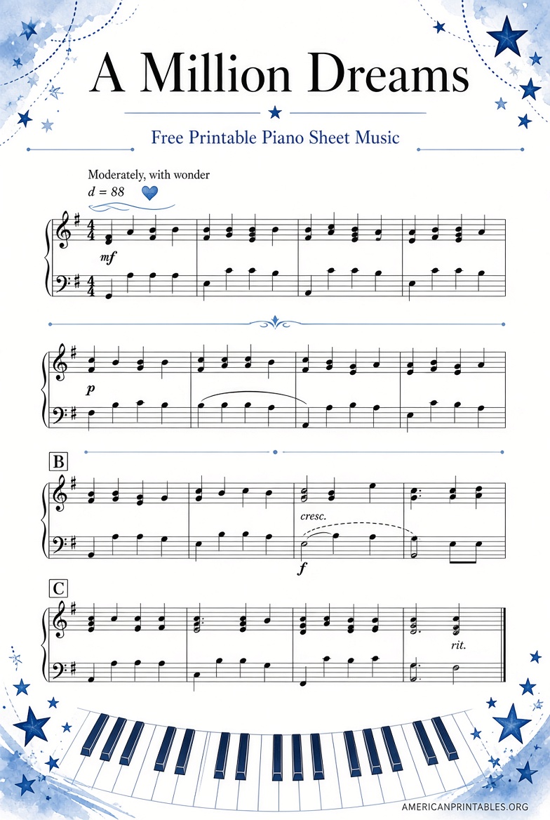 A Million Dreams Piano Sheet Music Free Printable (4)