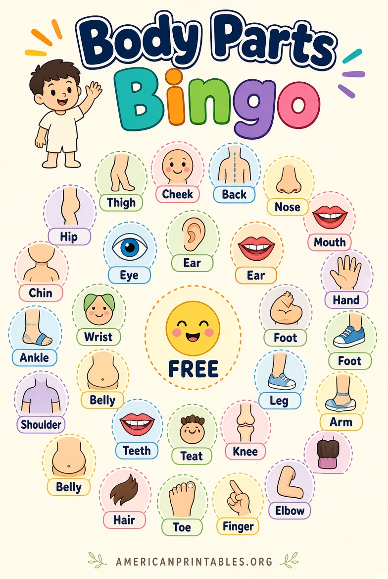 Body Parts Bingo Free Printable for Kids (3)