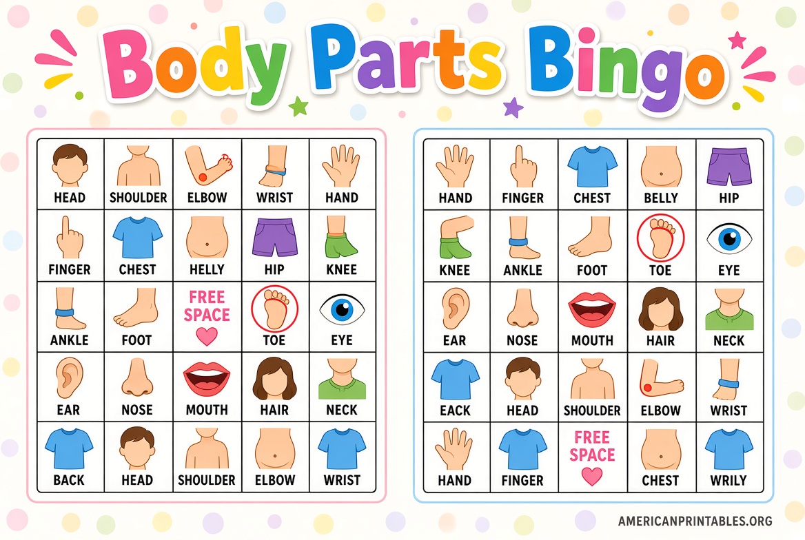 Body Parts Bingo Free Printable for Kids (4)