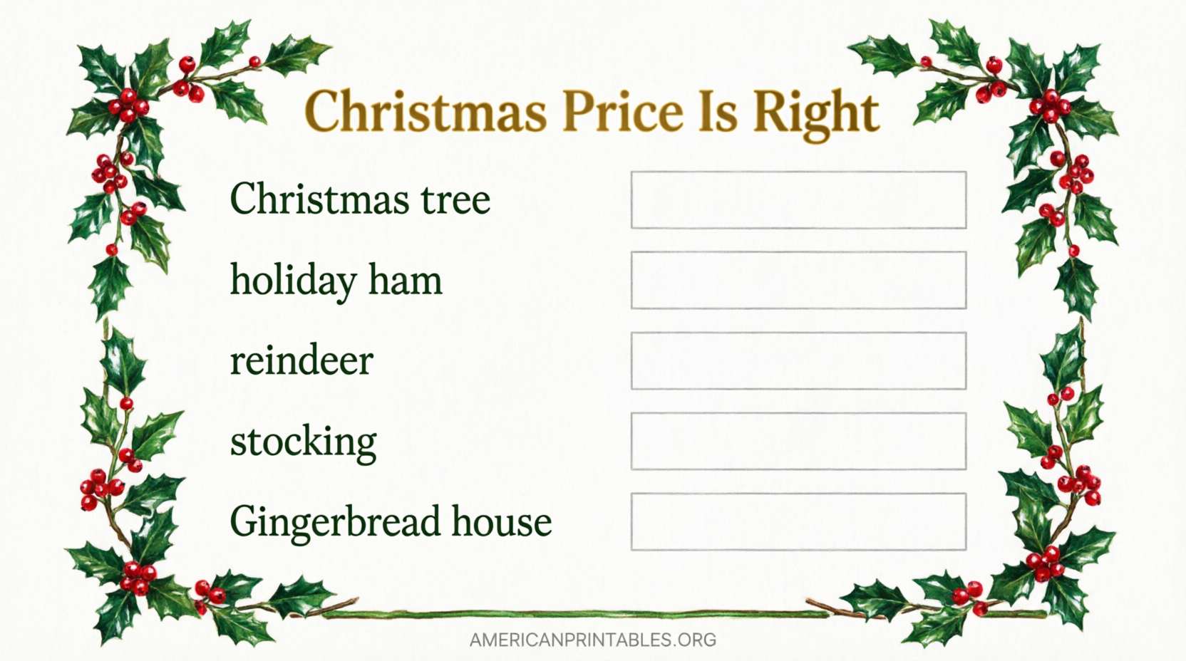 Christmas Price Is Right Free Printable Game (1)