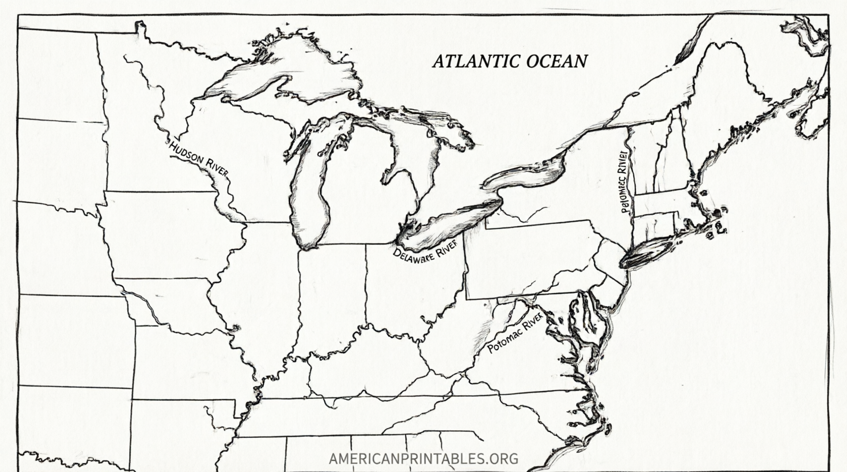 Free 13 Colonies Blank Map Printable (2)