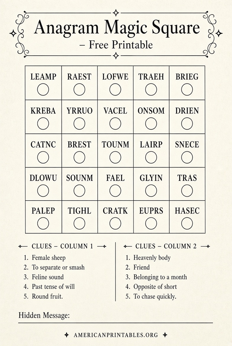 Free Anagram Magic Square Printable Guide (2)