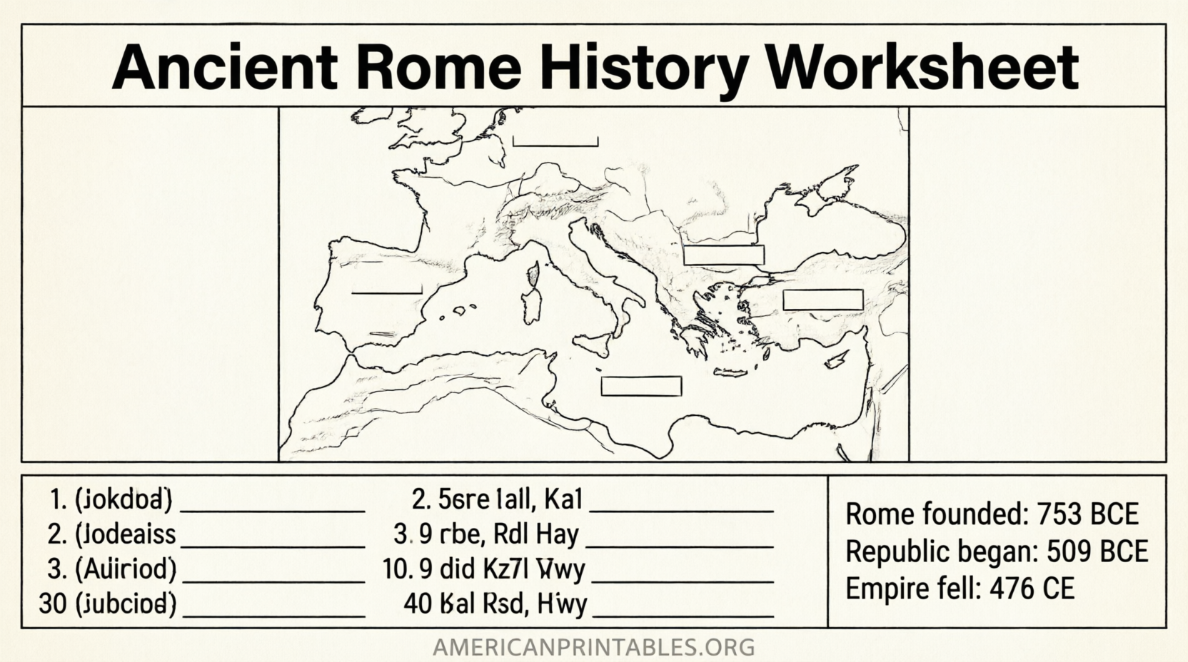 Free Ancient Rome Worksheets PDF Printables (1)