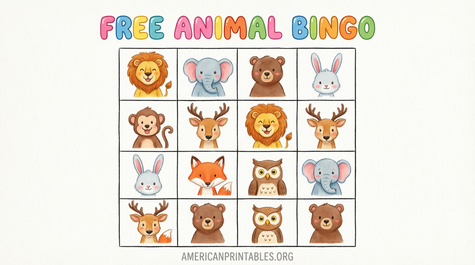 Free Animal Bingo Cards Printables for Kids (1)