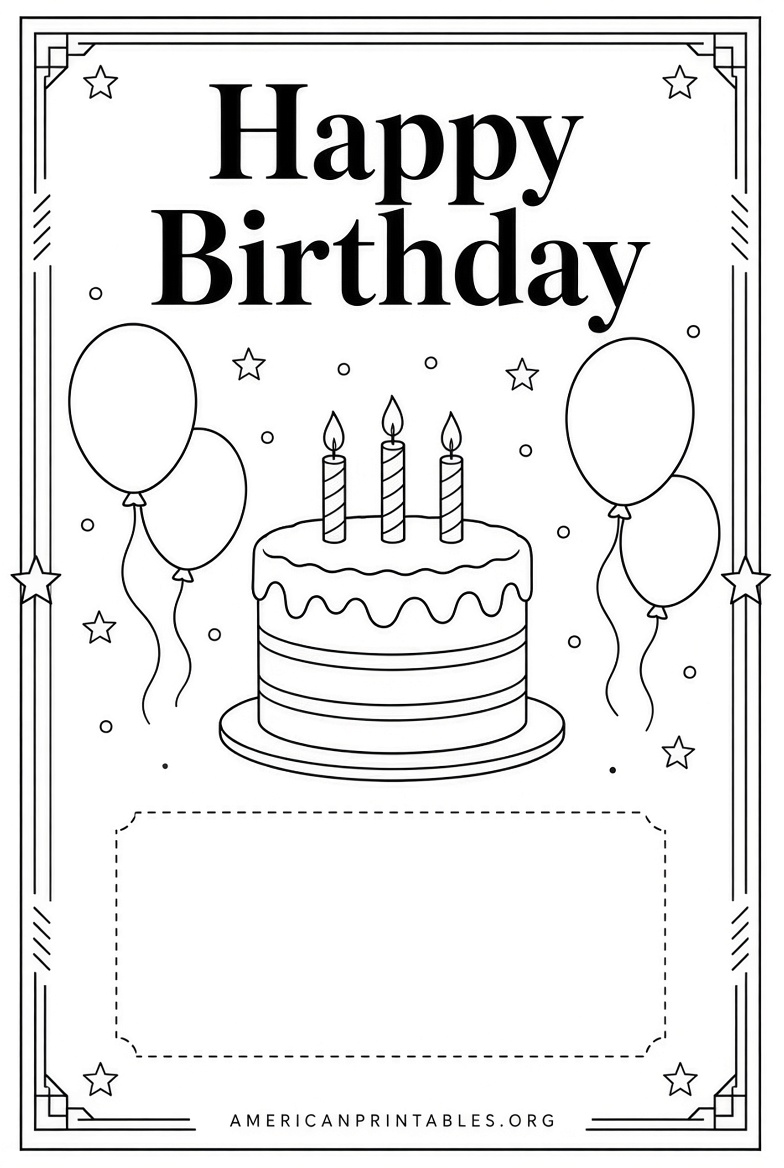 Free Black & White Printable Birthday Cards (1)