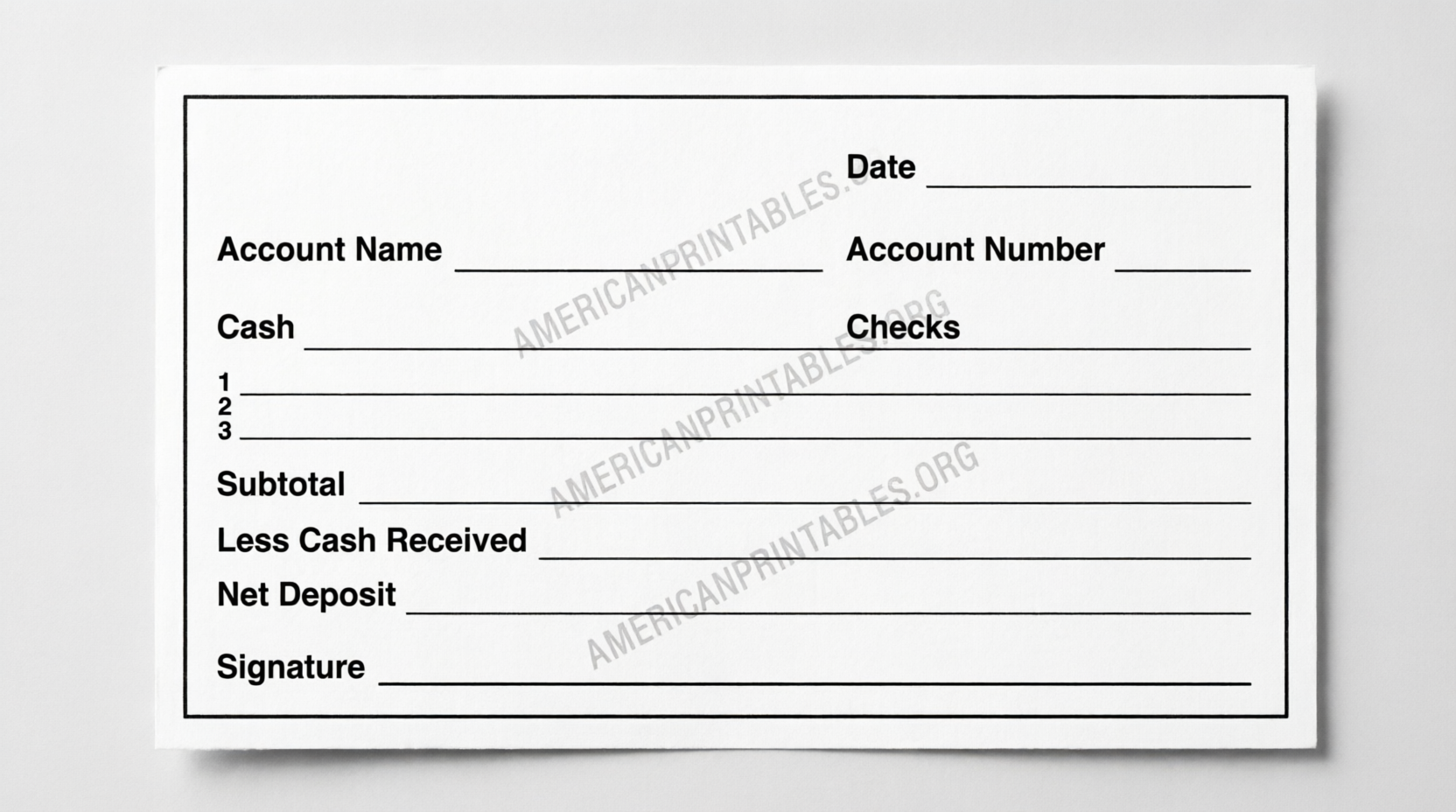 Free Blank Deposit Slip Printable (USA) (1)