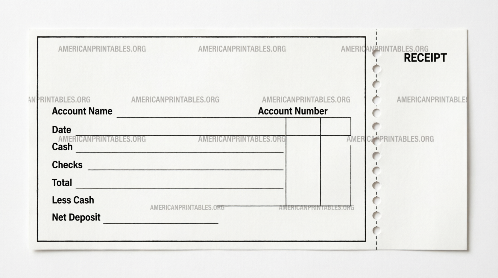 Free Blank Deposit Slip Printable (USA) (2)