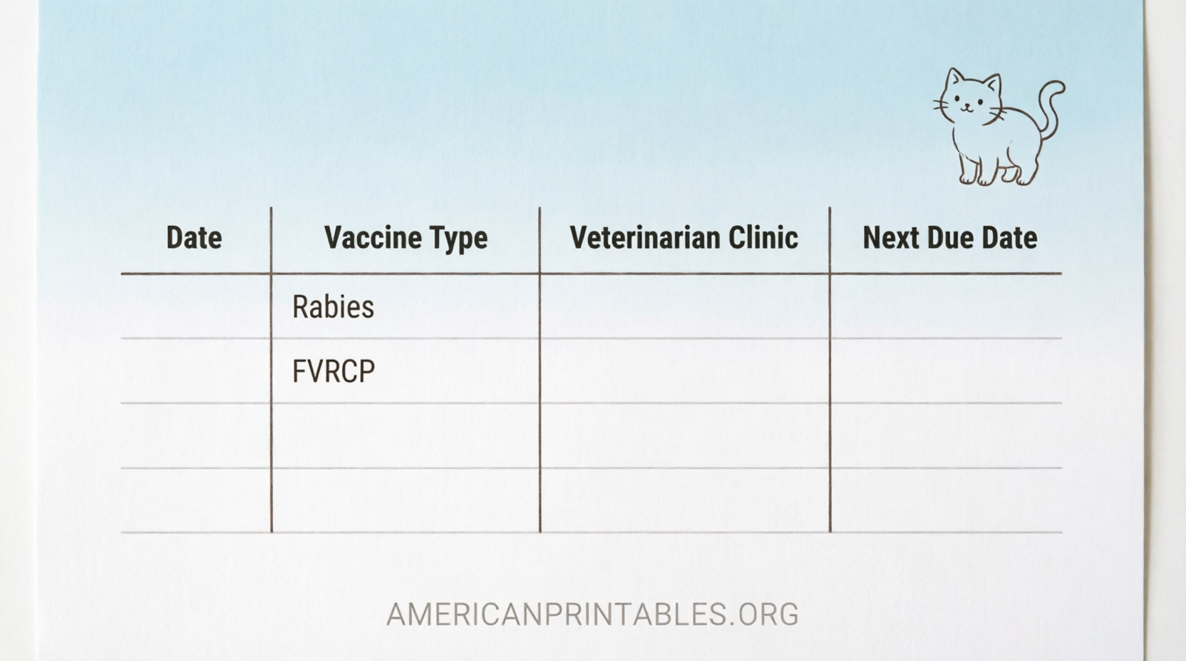 Free Cat Vaccination Record Printable PDF (1)