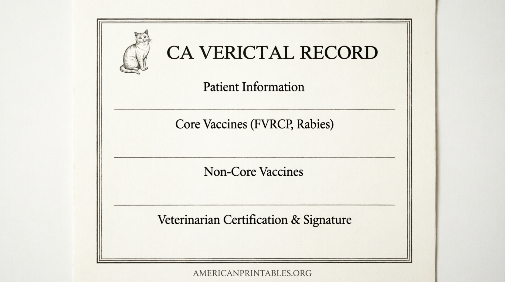 Free Cat Vaccination Record Printable PDF (2)