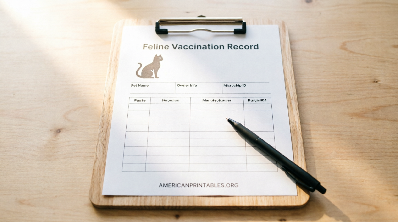 Free Cat Vaccination Record Printable PDF (4)