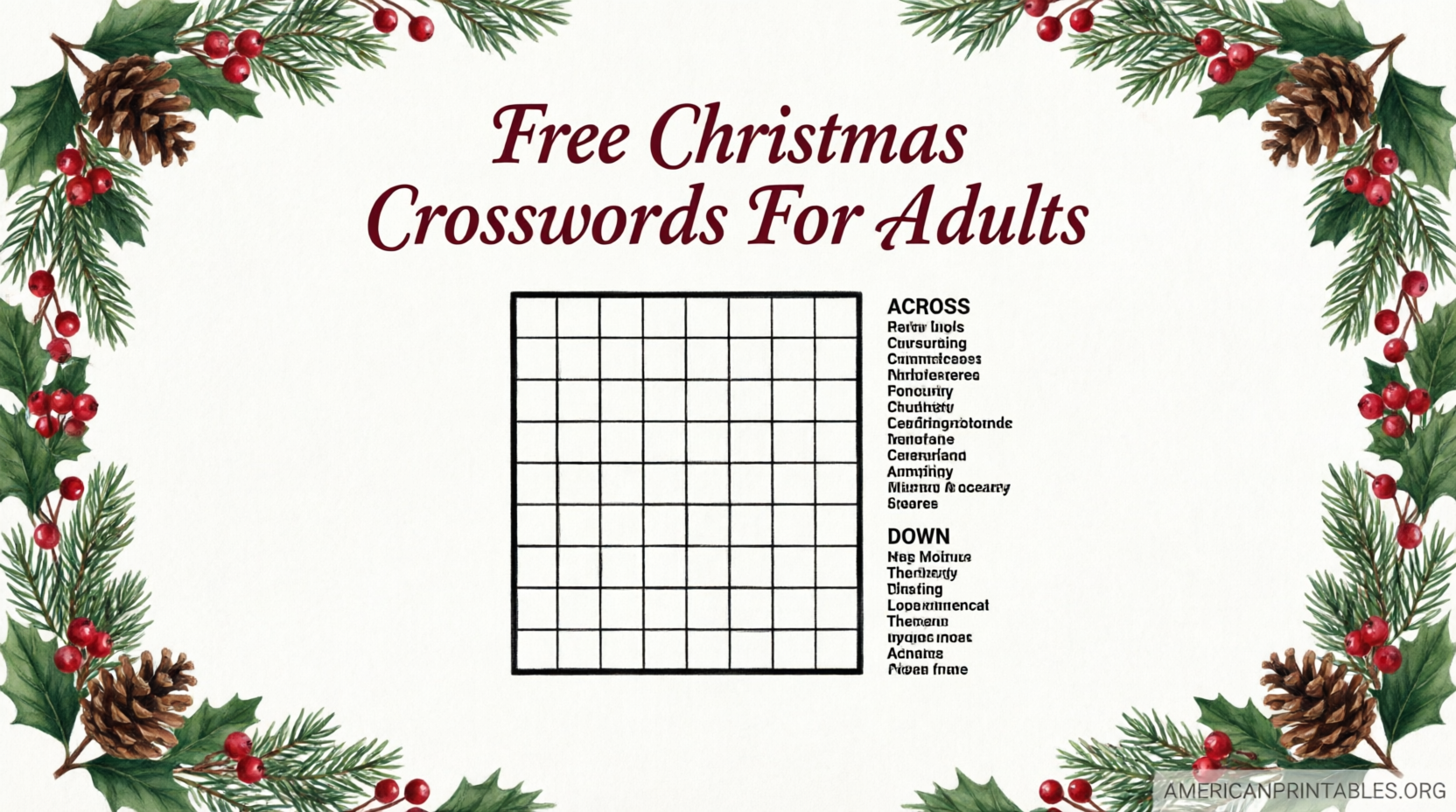 Free Christmas Crosswords for Adults to Print (1)