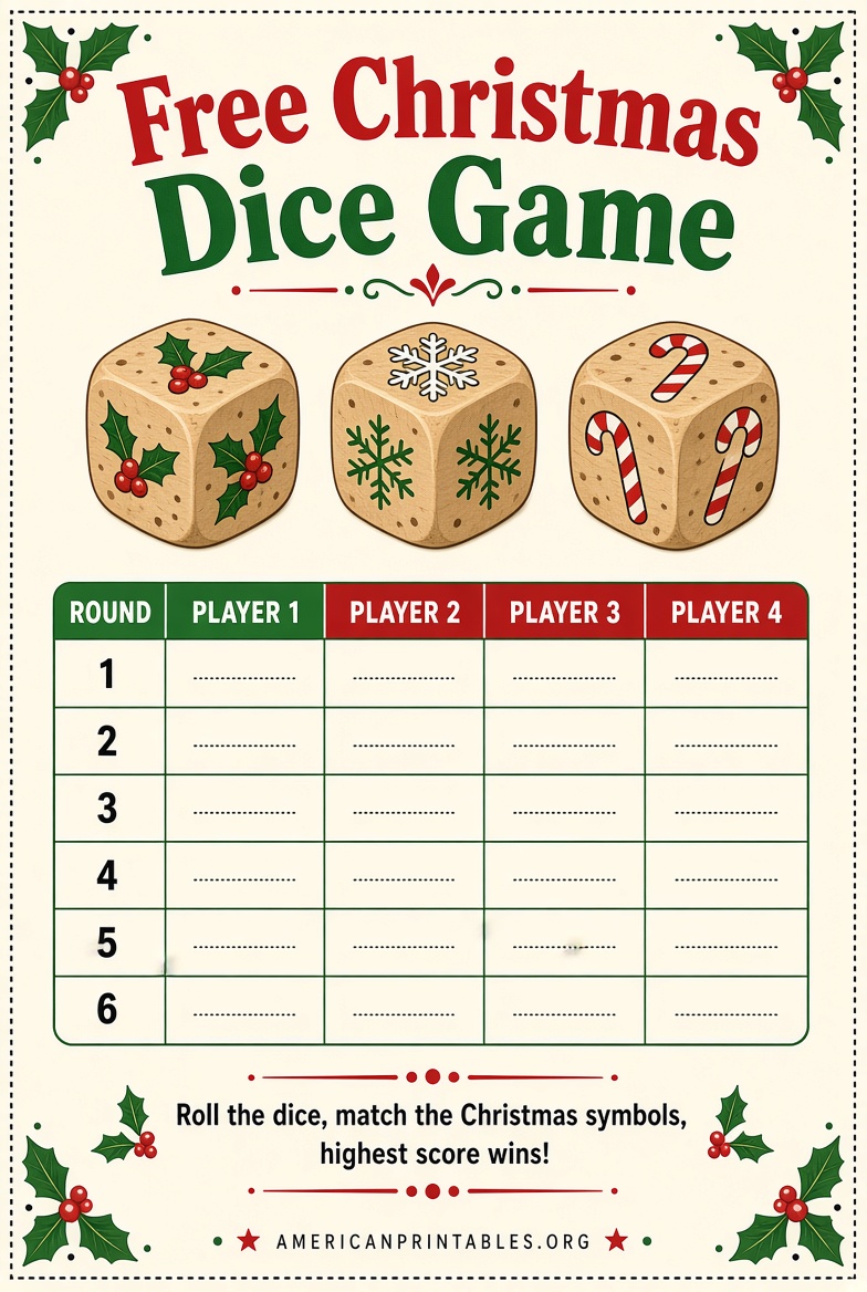Free Christmas Dice Game Printable Download (1)