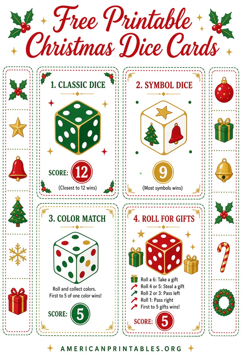 Free Christmas Dice Game Printable Download (2)