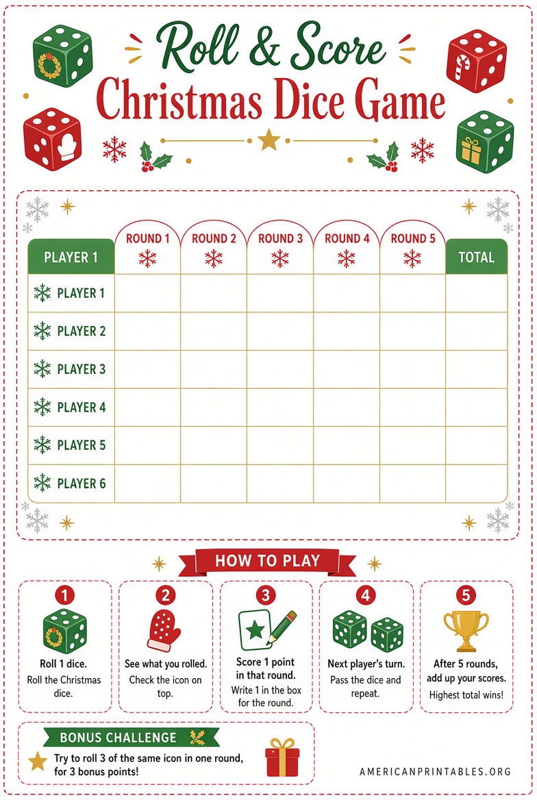 Free Christmas Dice Game Printable Download (3)