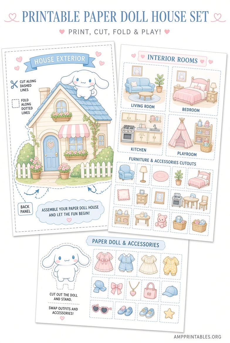 Free Cinnamoroll Paper Doll House PDF Download (2)