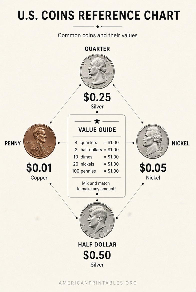 Free Coins Anchor Chart Printable for Kids (3)