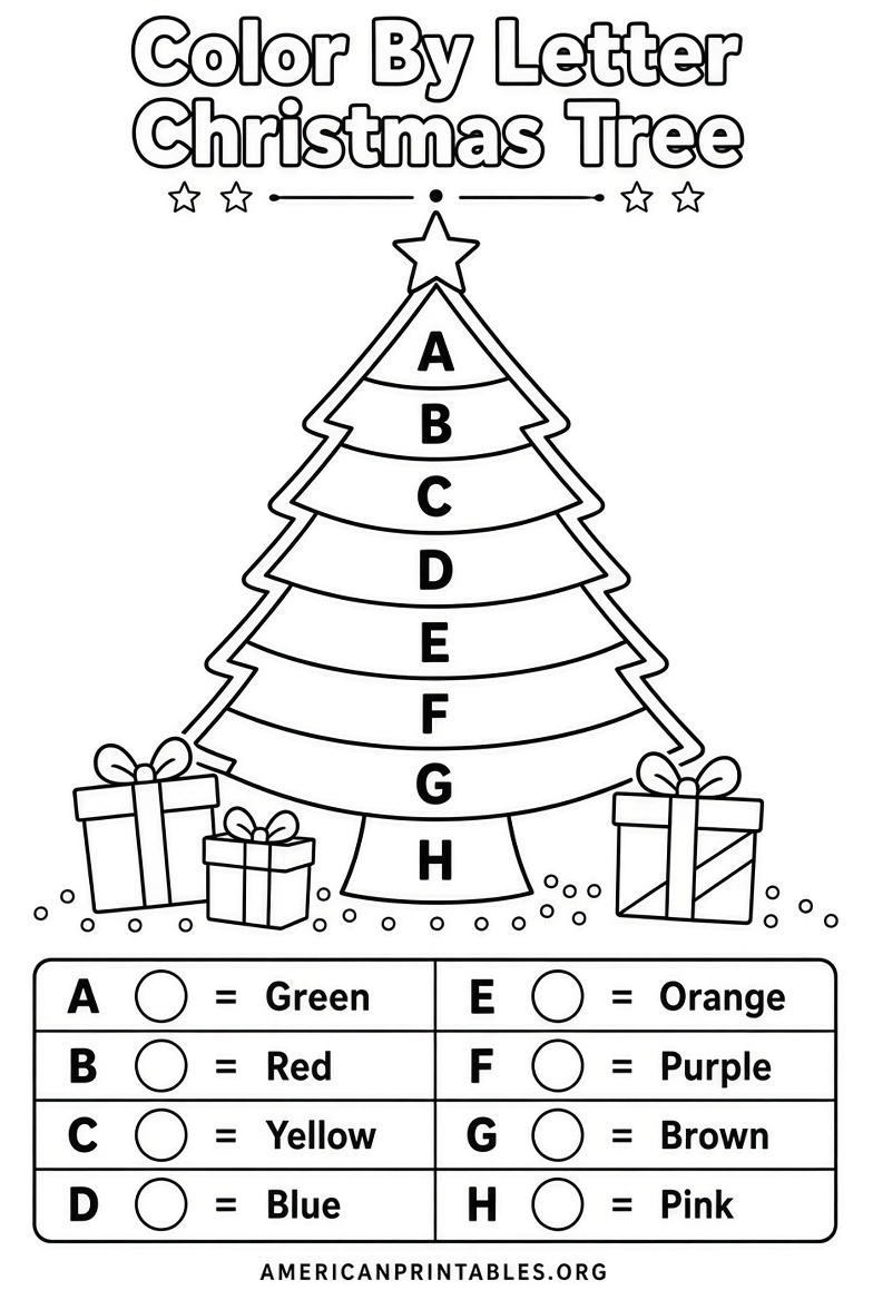 Free Color By Letter Christmas Printables (1)