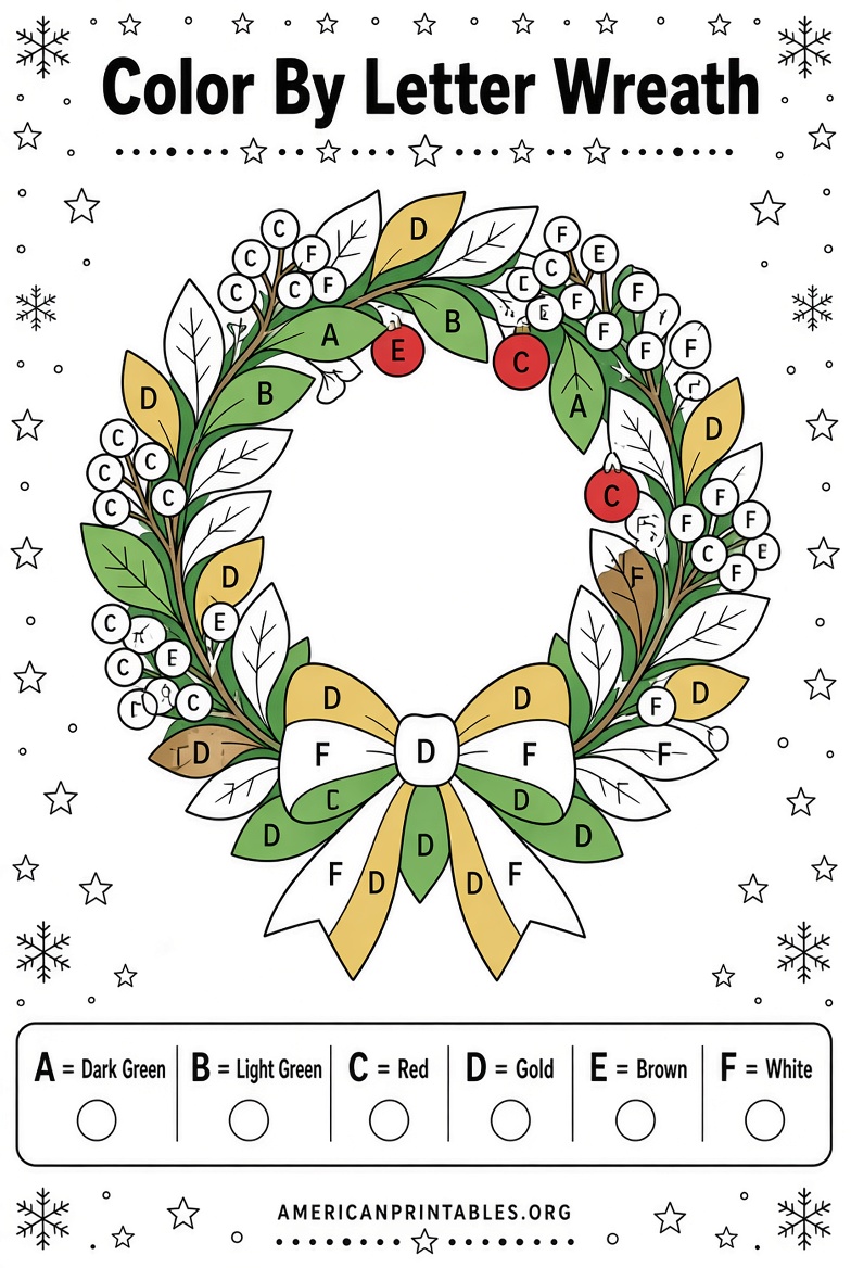 Free Color By Letter Christmas Printables (3)