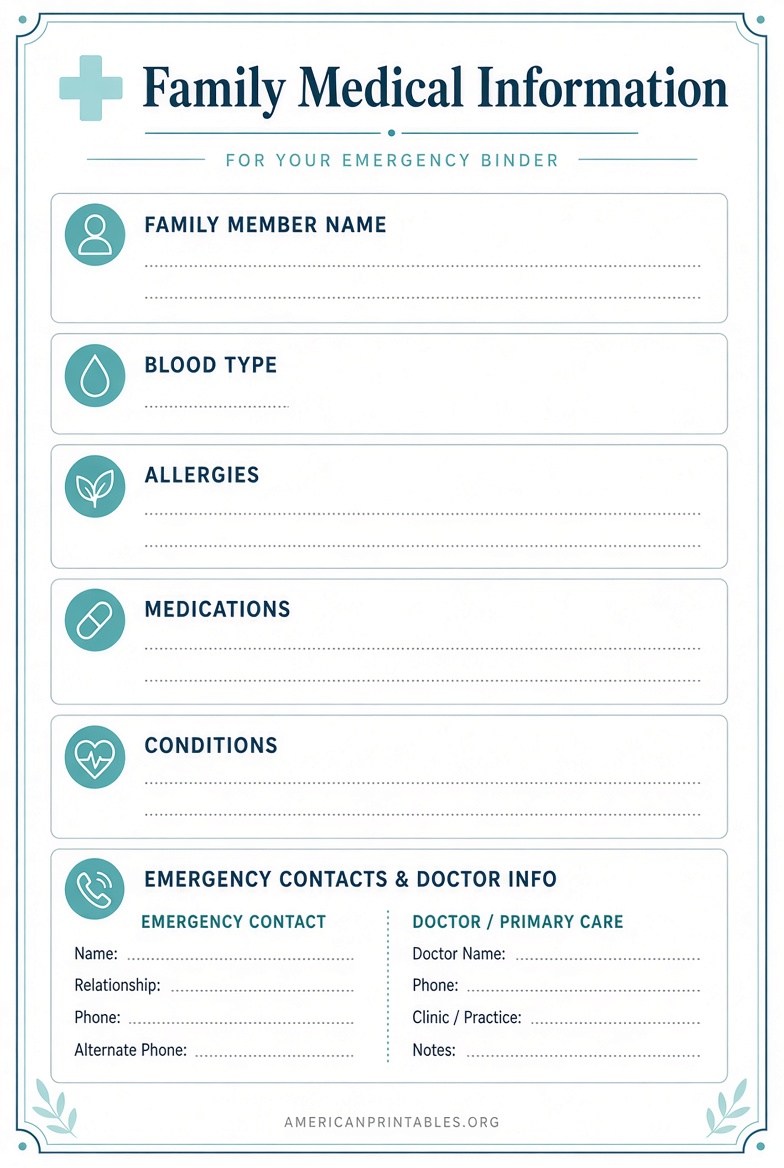 Free Family Emergency Binder Printables (3)