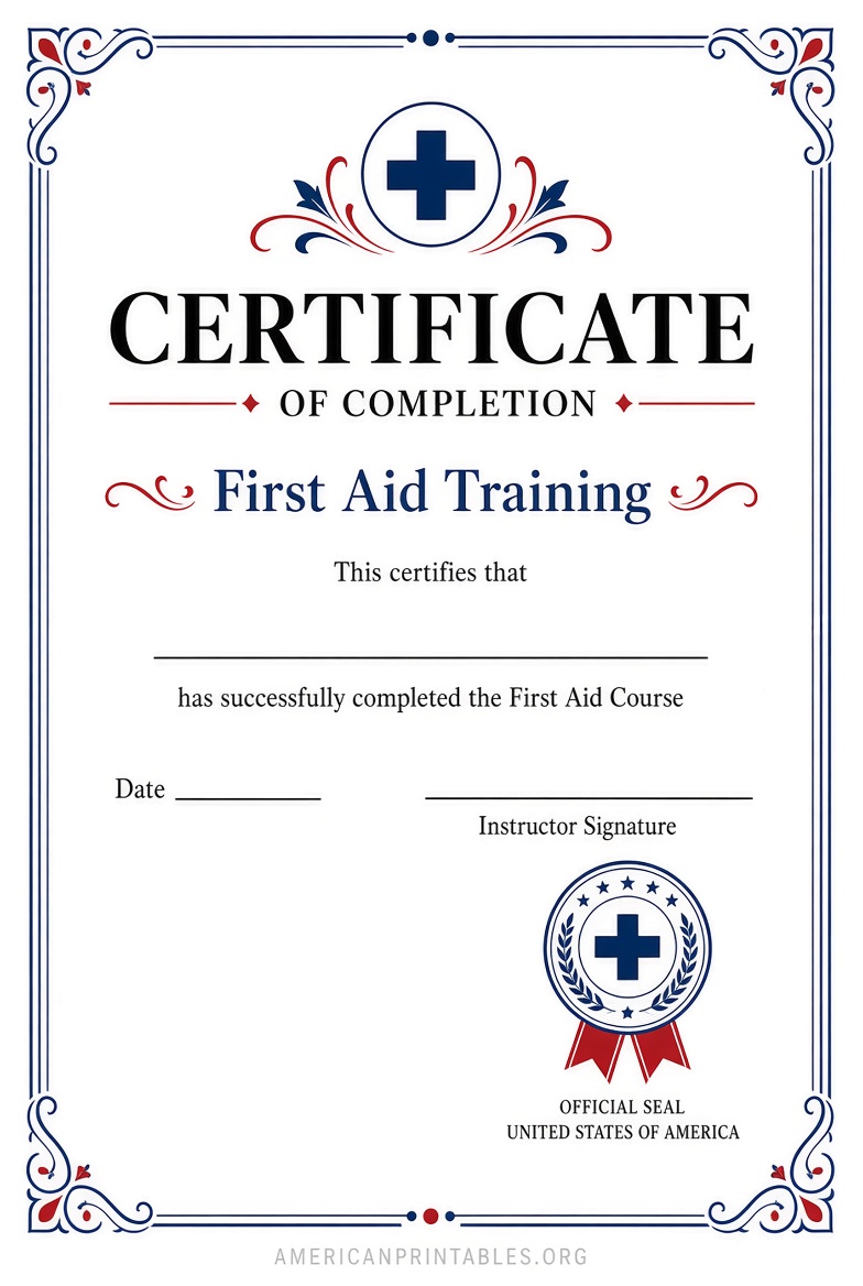Free First Aid Certificate Printable Templates (1)