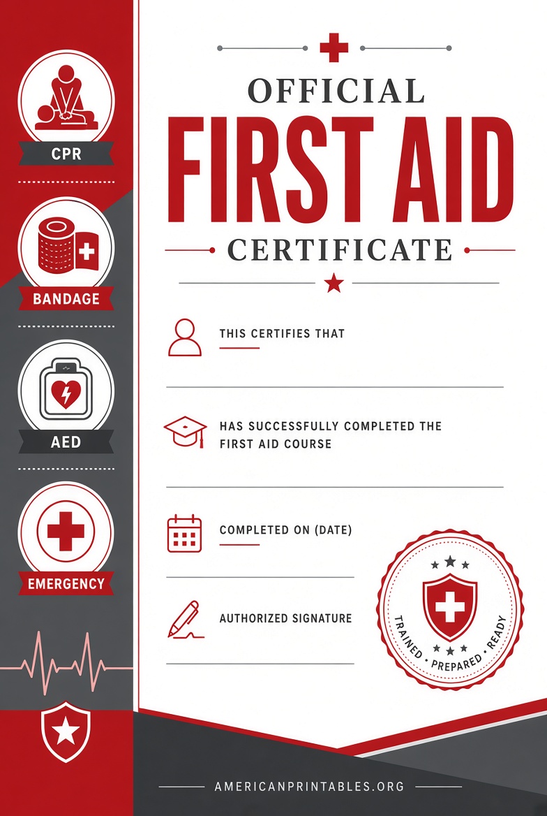 Free First Aid Certificate Printable Templates (2)