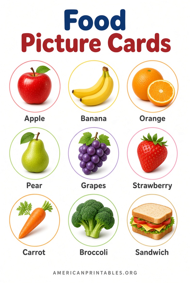 Free Food Picture Cards Printable for Kids (2)