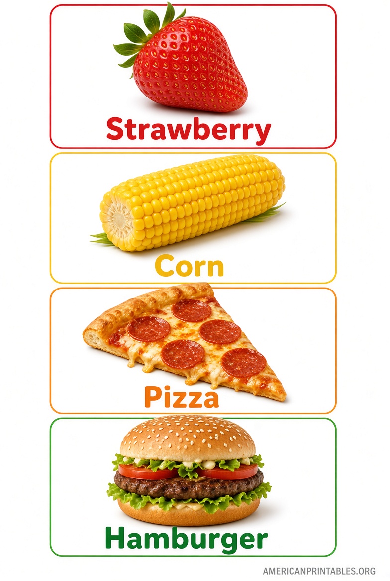 Free Food Picture Cards Printable for Kids (3)