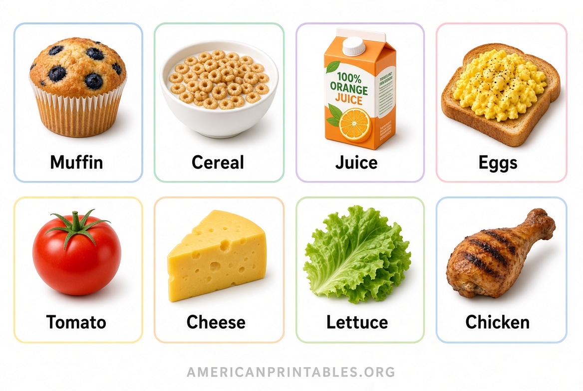 Free Food Picture Cards Printable for Kids (4)