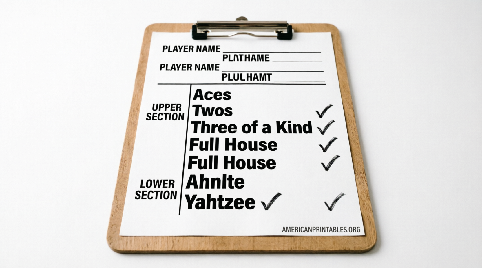 Free Large Print Yahtzee Score Sheets (2)