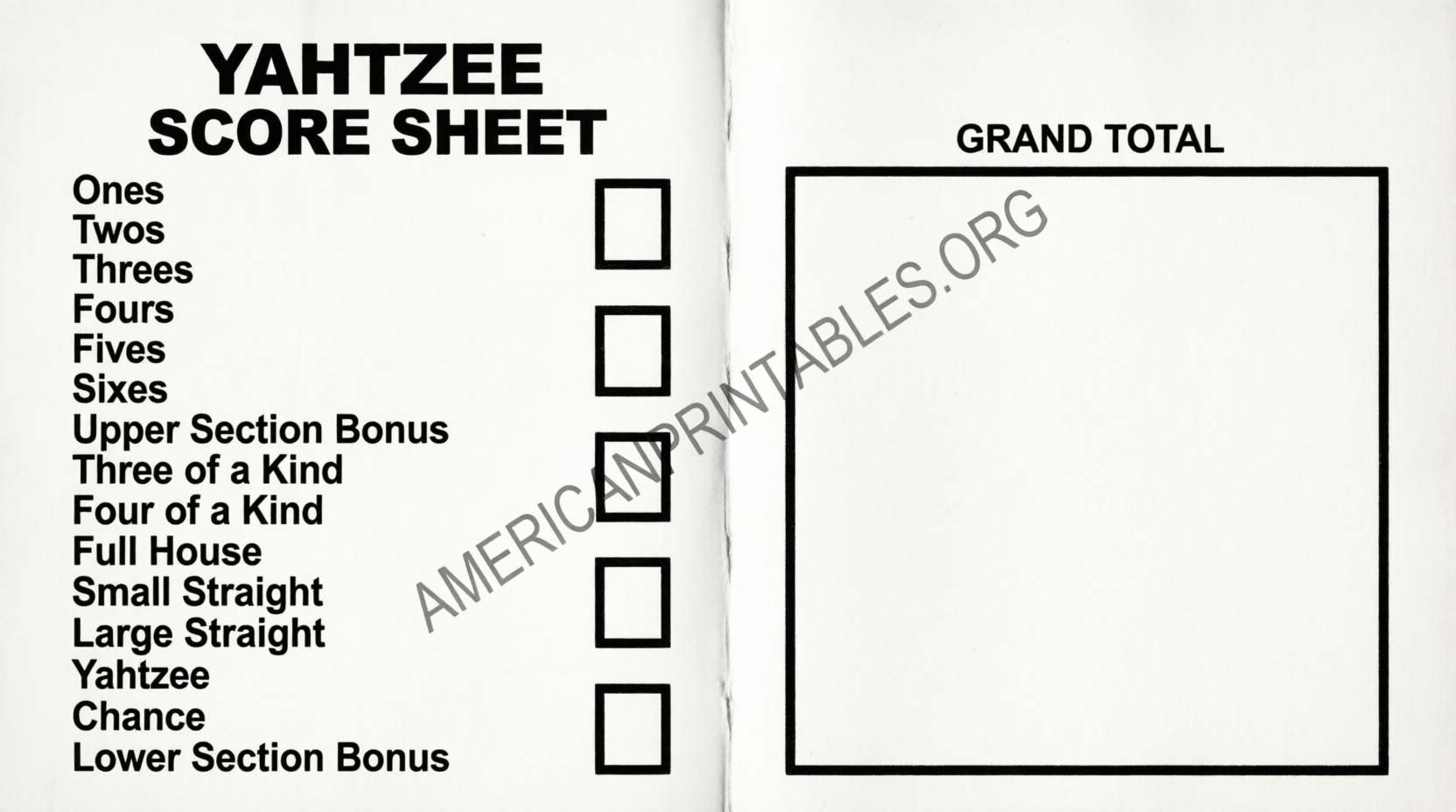 Free Large Print Yahtzee Score Sheets (3)