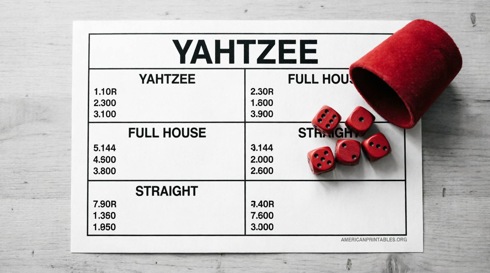 Free Large Print Yahtzee Score Sheets (4)