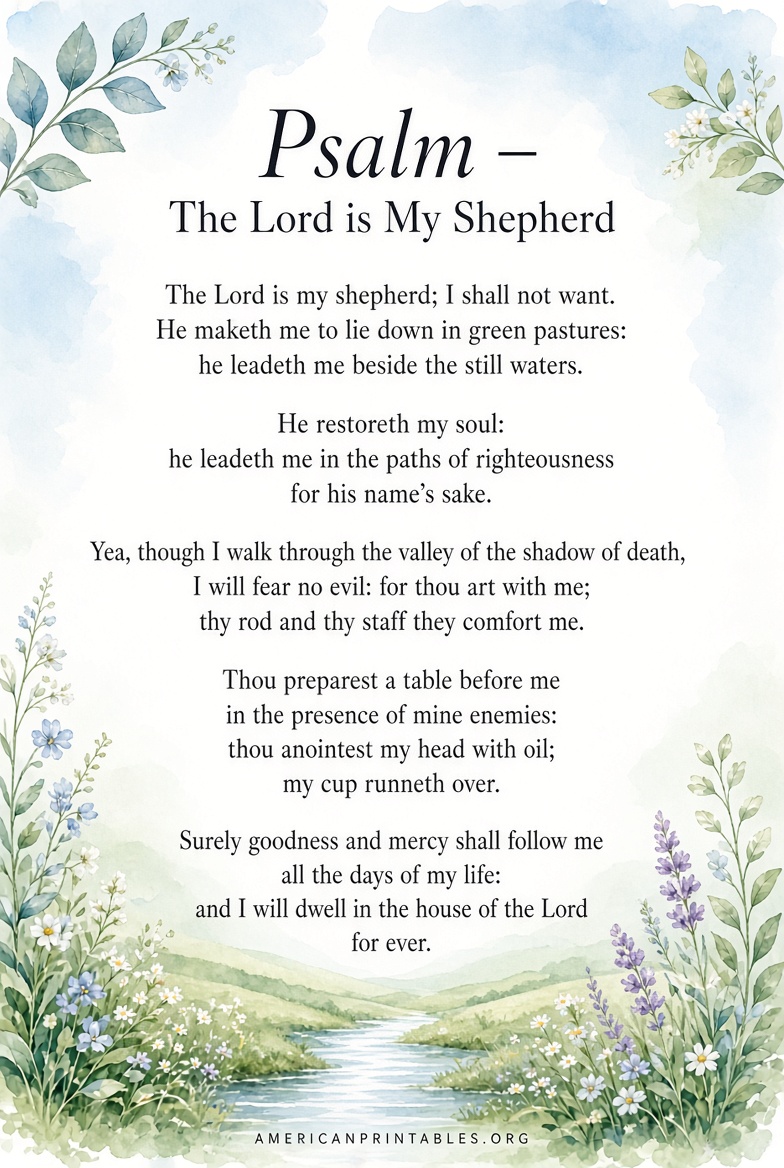Free Printable 23rd Psalm PDF Downloads (2)