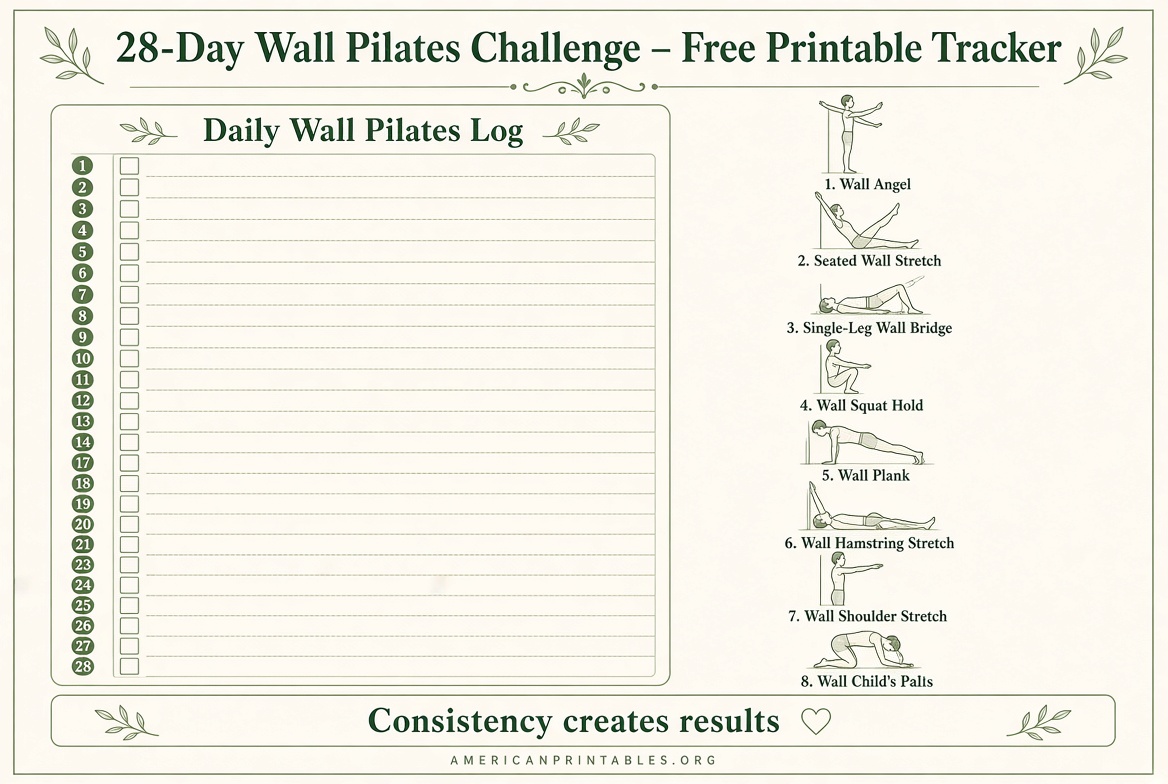 Free Printable 28 Day Wall Pilates Challenge PDF (1)