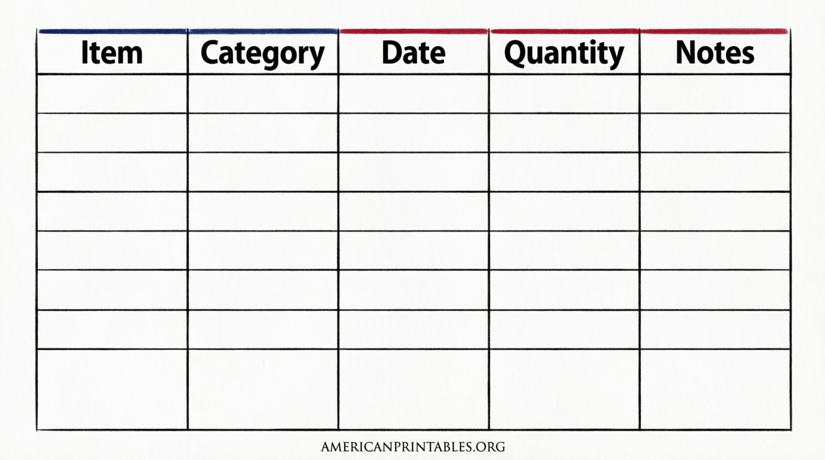 Free Printable 5 Column Chart Templates (1)