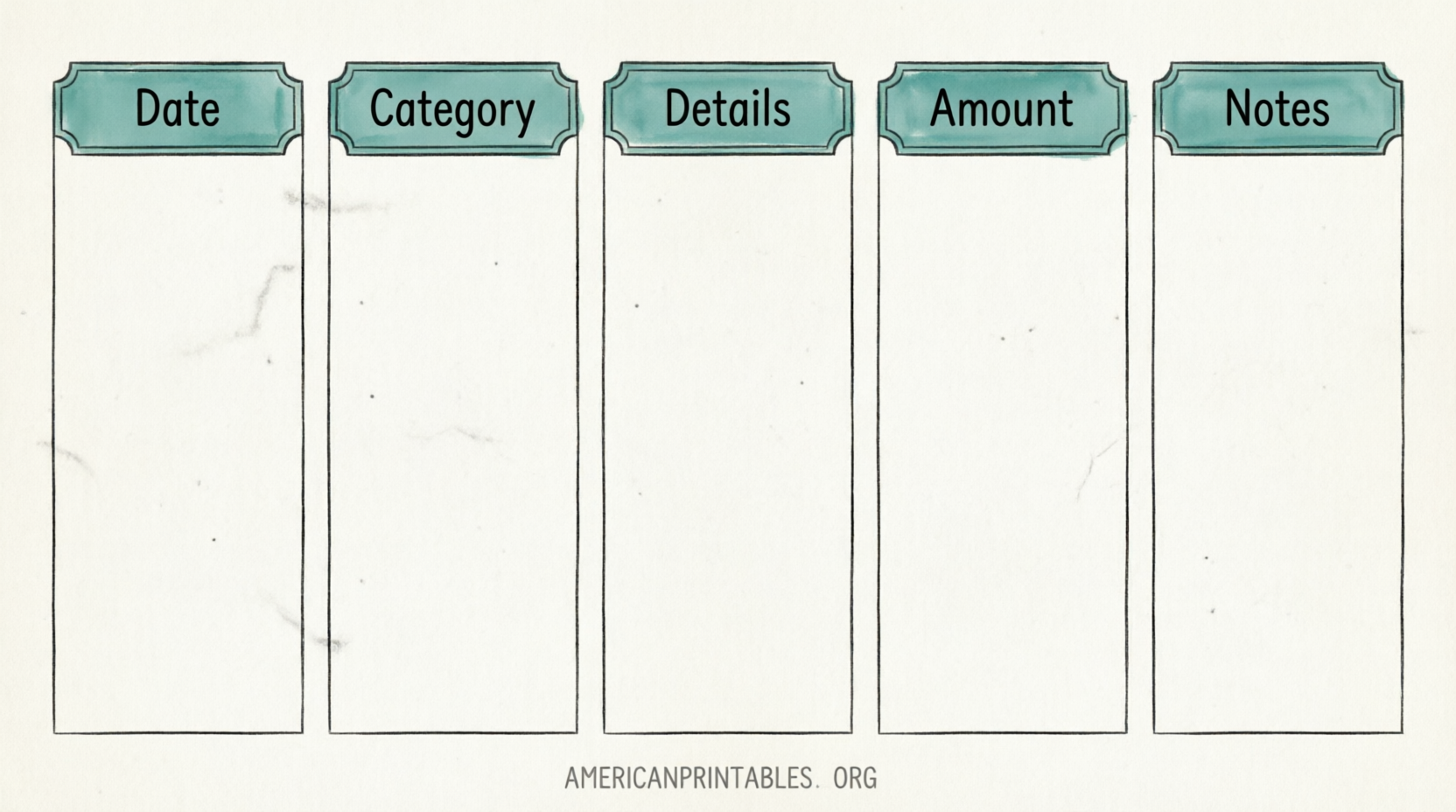 Free Printable 5 Column Chart Templates (2)