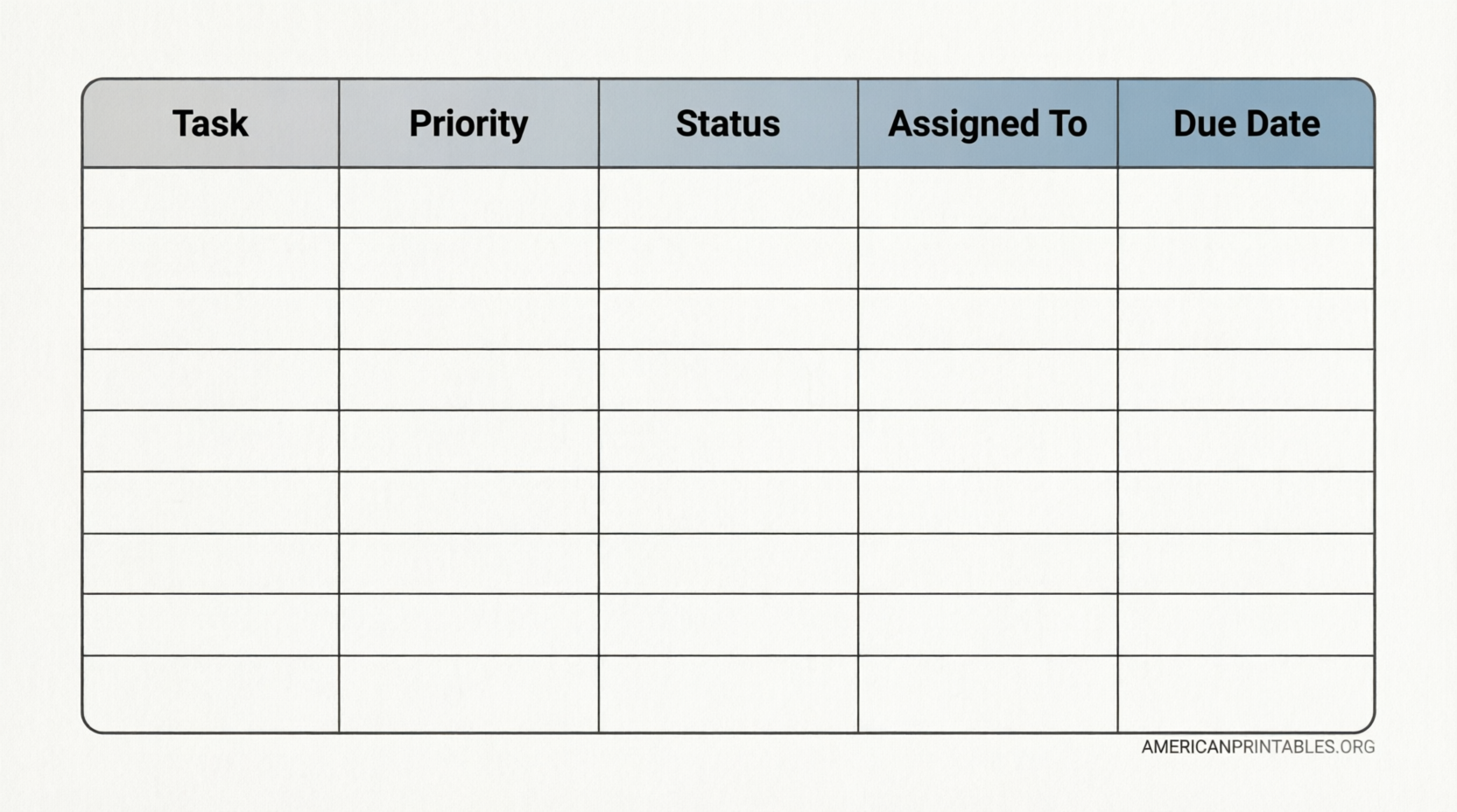 Free Printable 5 Column Chart Templates (4)