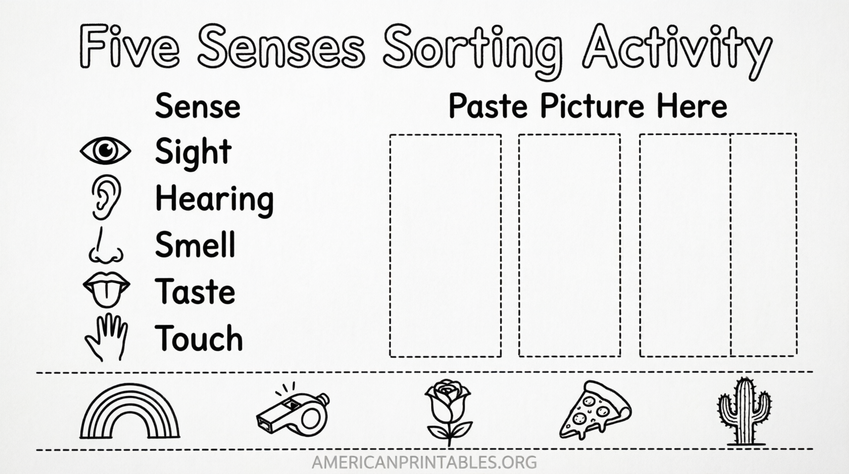 Free Printable 5 Senses Cut & Paste Worksheets (1)