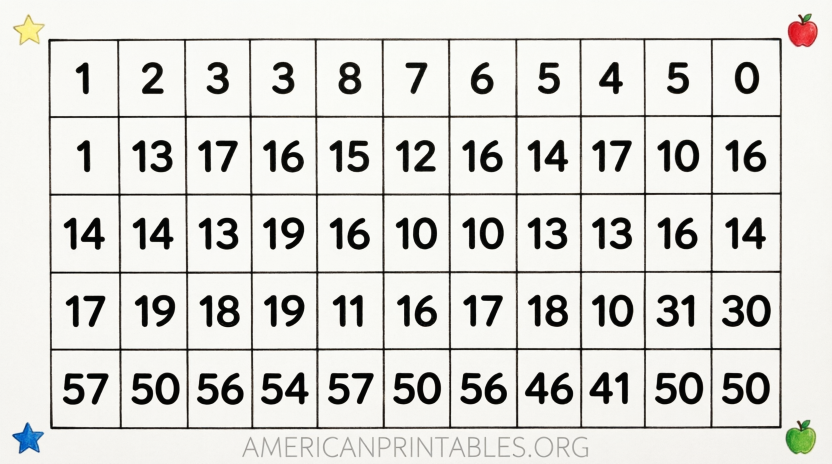 Free Printable 50 Square Grid With Numbers (2)