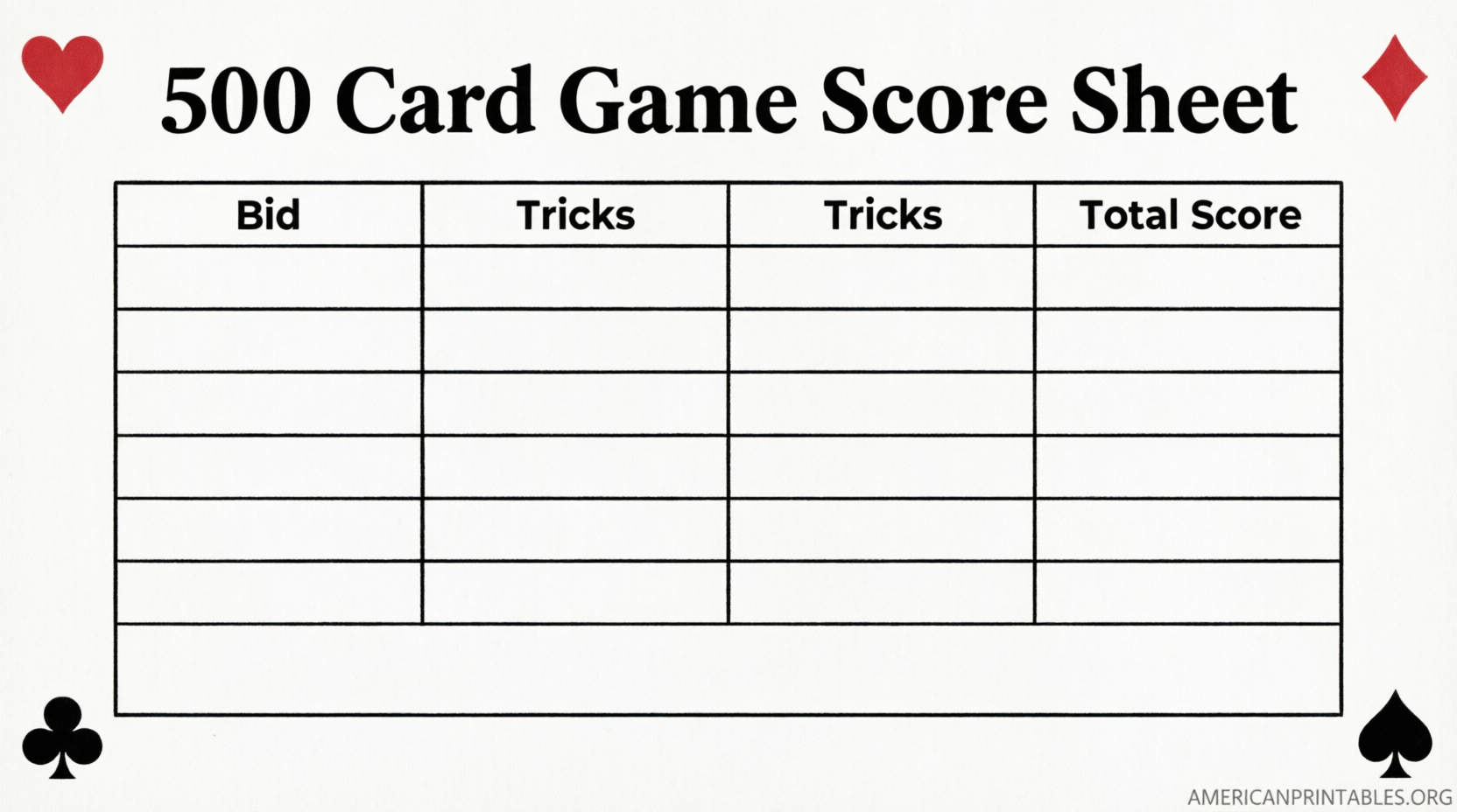 Free Printable 500 Card Game Score Sheets (1)