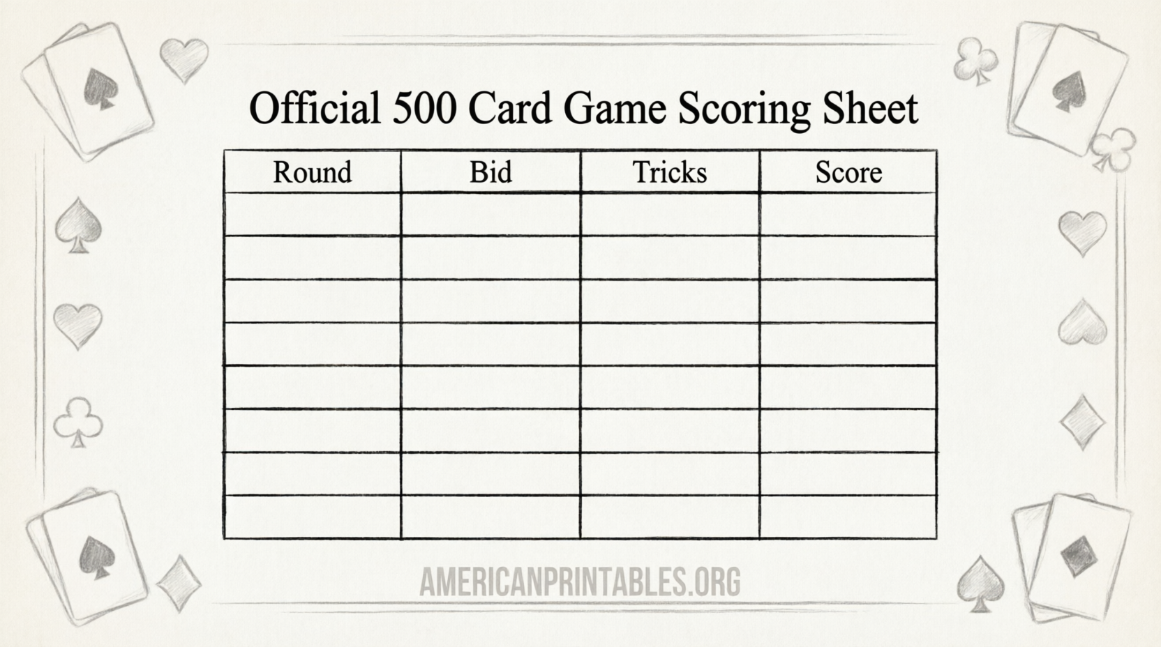 Free Printable 500 Card Game Score Sheets (2)