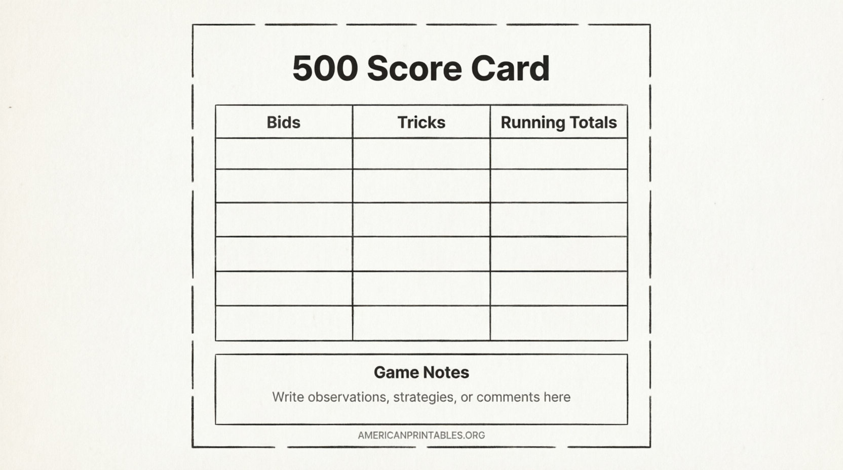 Free Printable 500 Card Game Score Sheets (4)