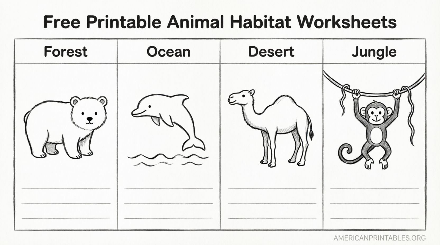 Free Printable Animal Habitat Worksheets (4)