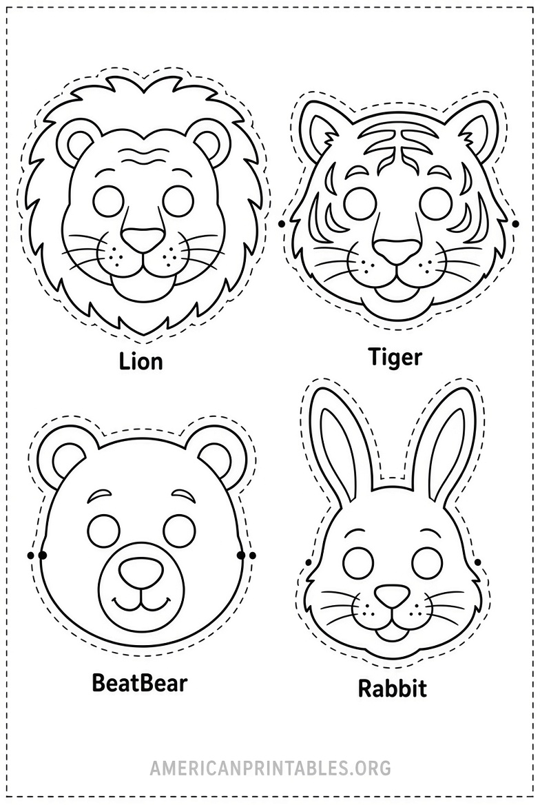 Free Printable Animal Masks Templates for Kids (1)