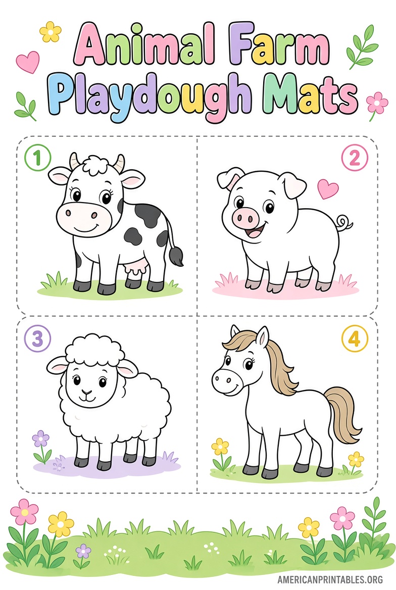 Free Printable Animal Playdough Mats for Kids (3)