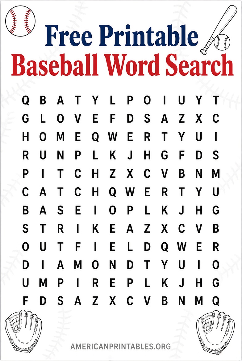 Free Printable Baseball Word Search Puzzles (1)