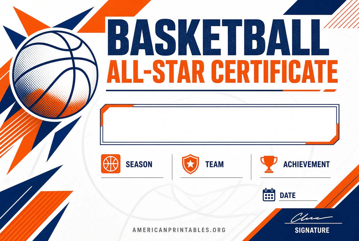 Free Printable Basketball Certificate Templates (4)