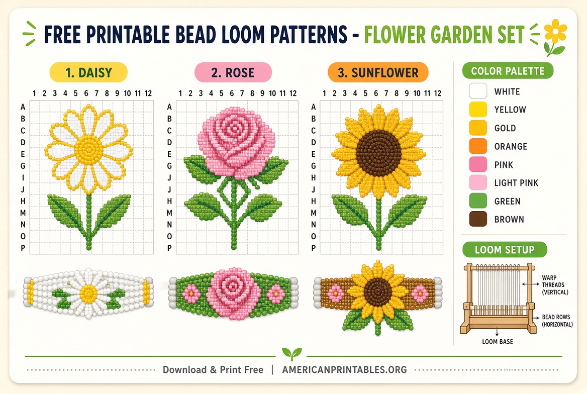 Free Printable Bead Loom Patterns PDF Guide (4)