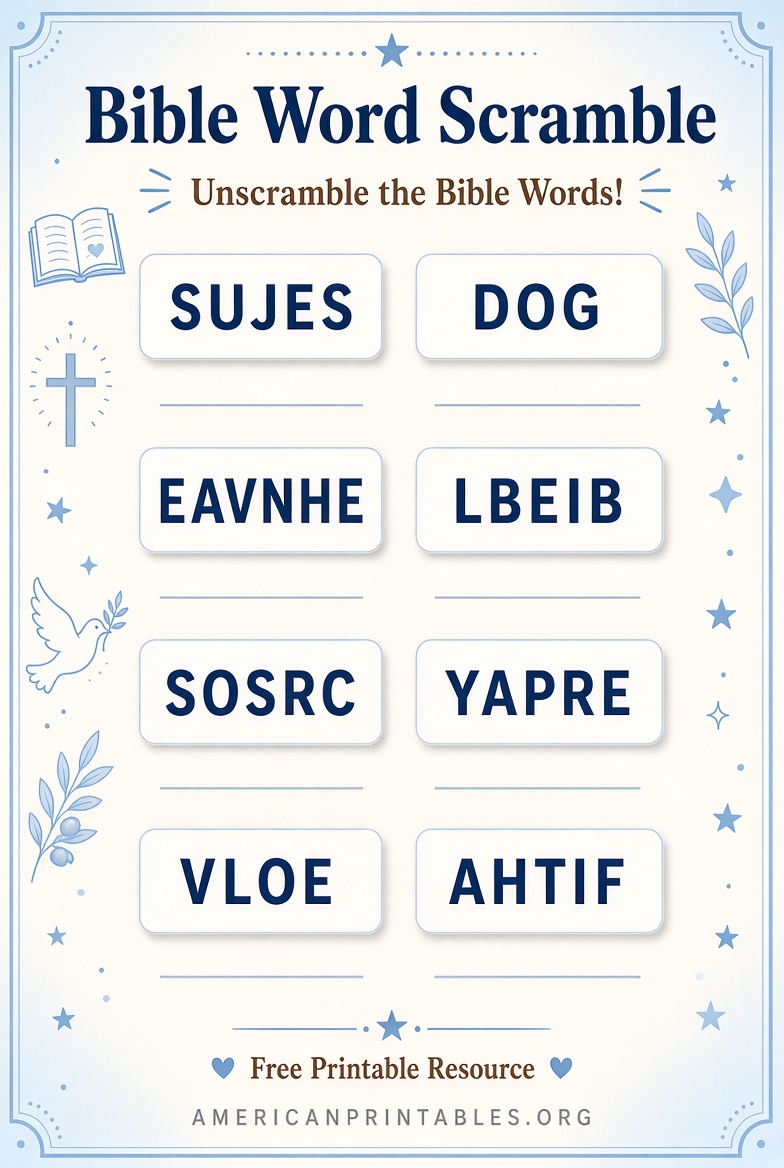 Free Printable Bible Word Scramble Puzzles (1)